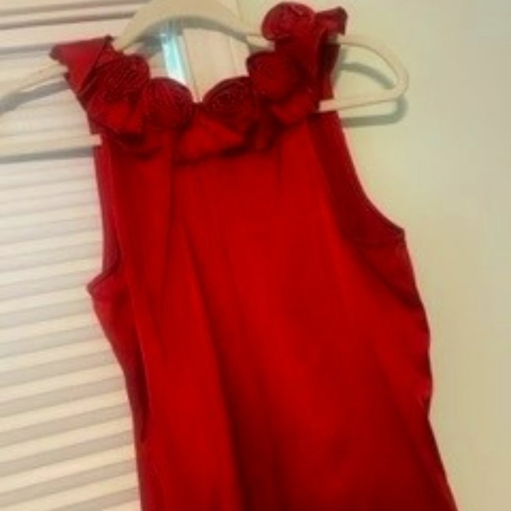 Sara Campbell Red Silk blouse Size 8